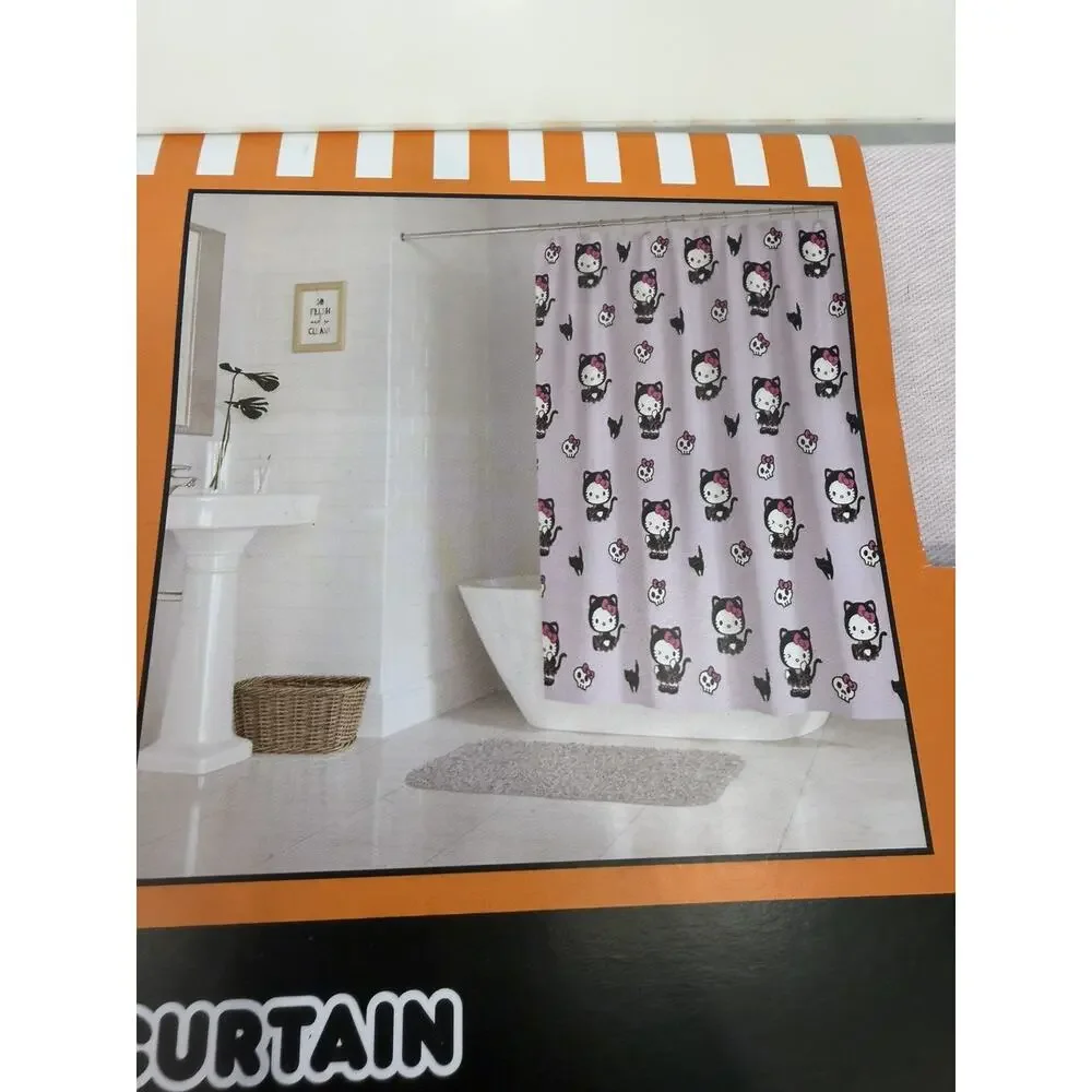 Hello Kitty Halloween Shower Curtain Black Cats Lilac Black 72